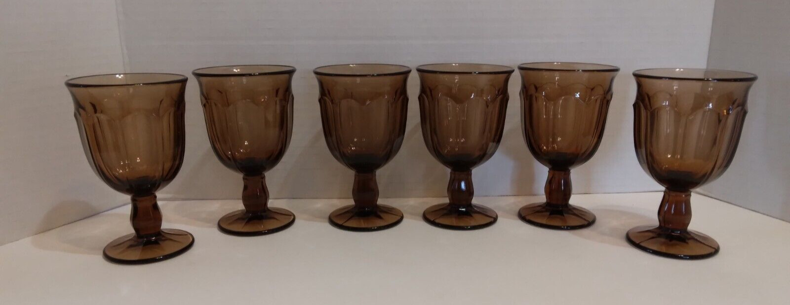 Vintage Imperial Glass Old Williamsburg Nut Brown Footed Goblets Set of 6