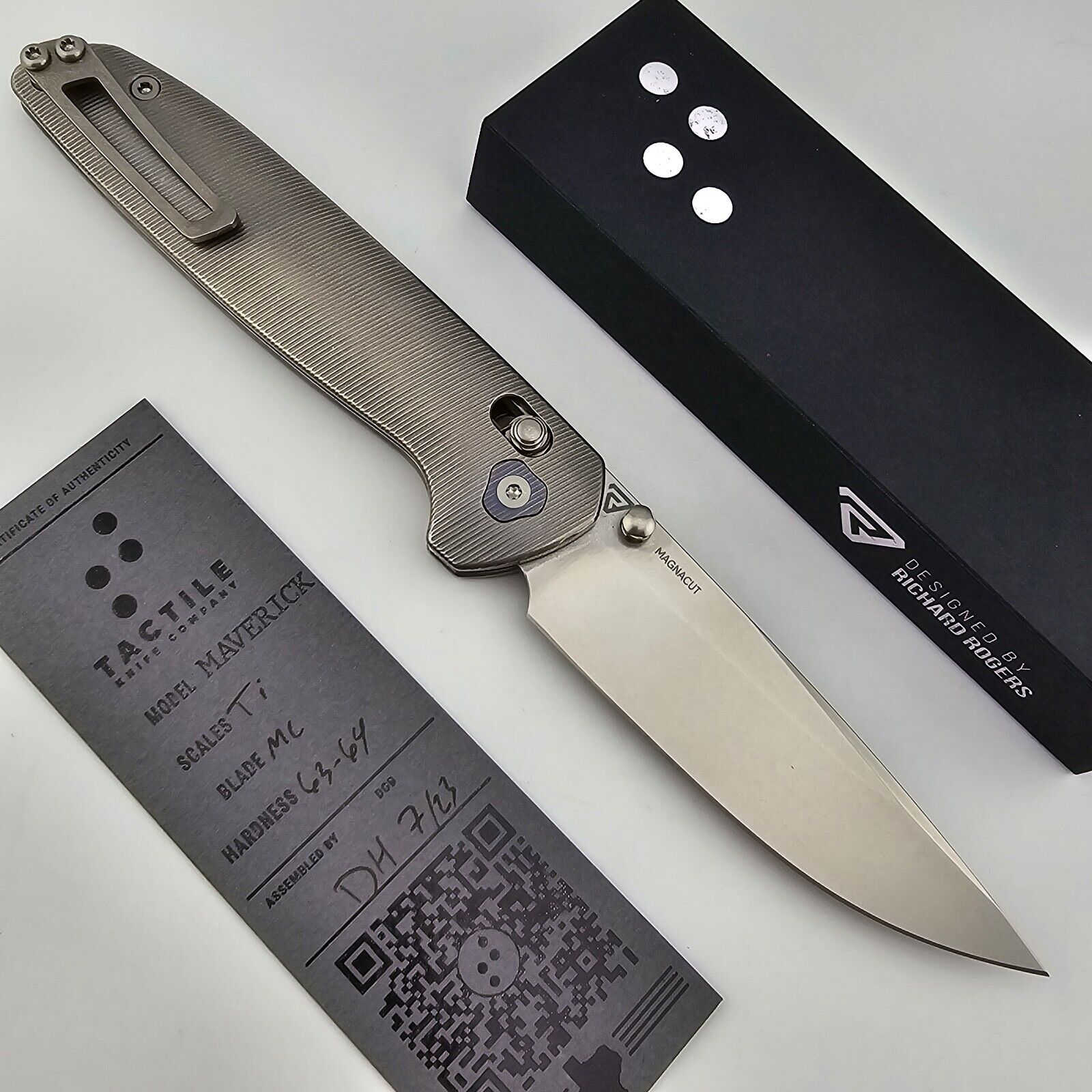 Tactile Knife Co. Richard Rogers Maverick Folder Magnacut Blade Titanium Handles