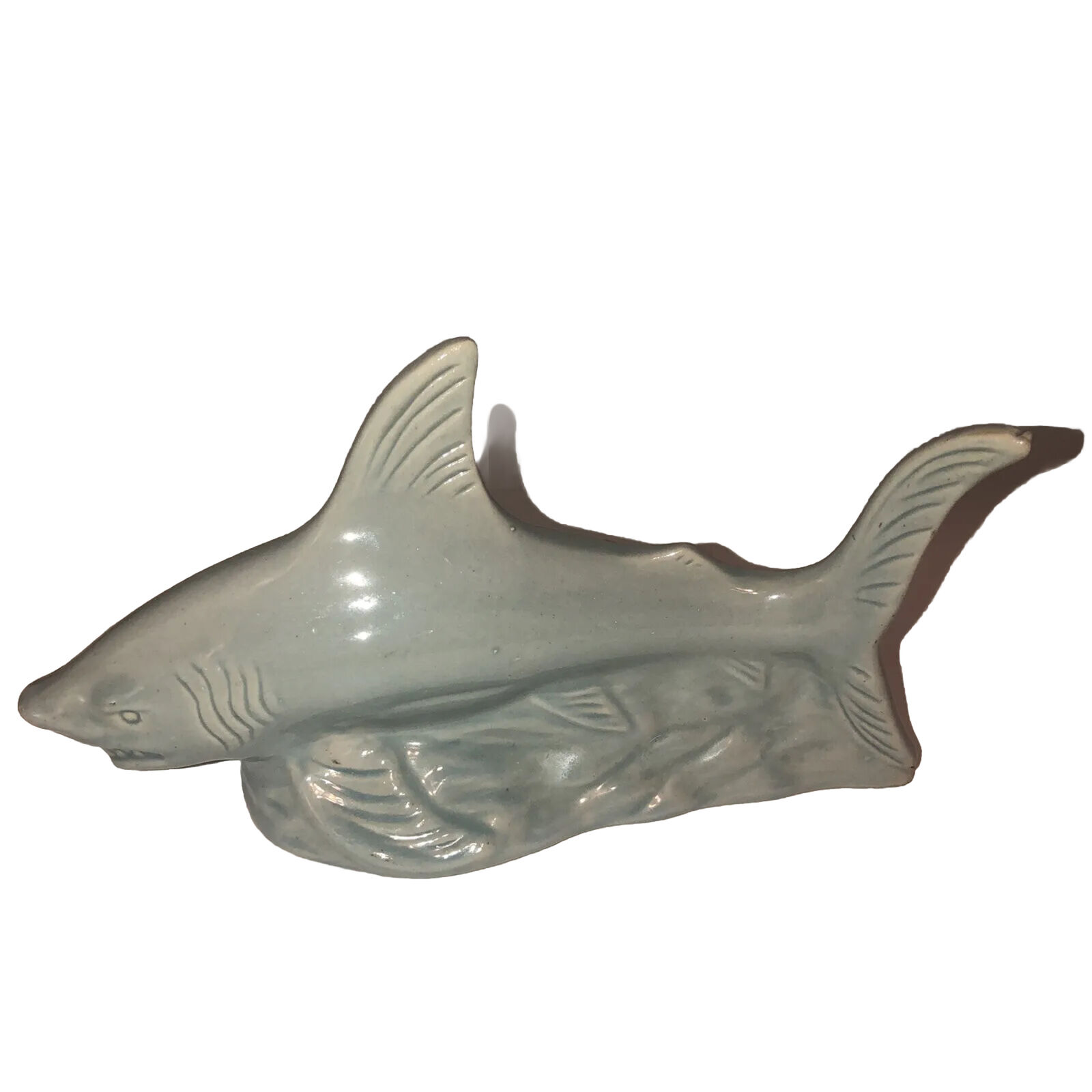 Beautiful ￼Vintage ceramic gray shark figurine Brazil 8 1/2 inch long