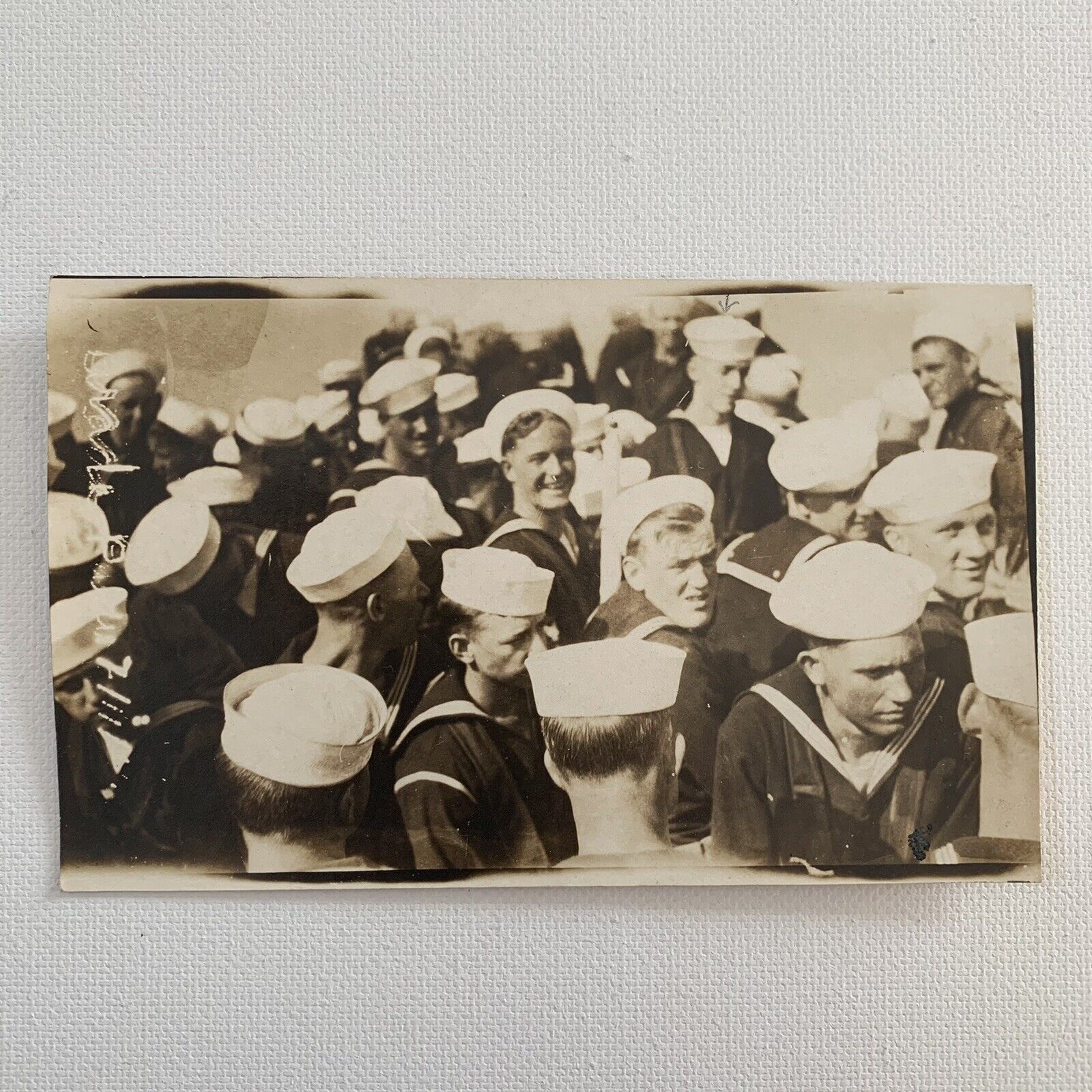 Antique RPPC Real Photograph Postcard Handsome Sailor Party Navy USS Cuyama 1917