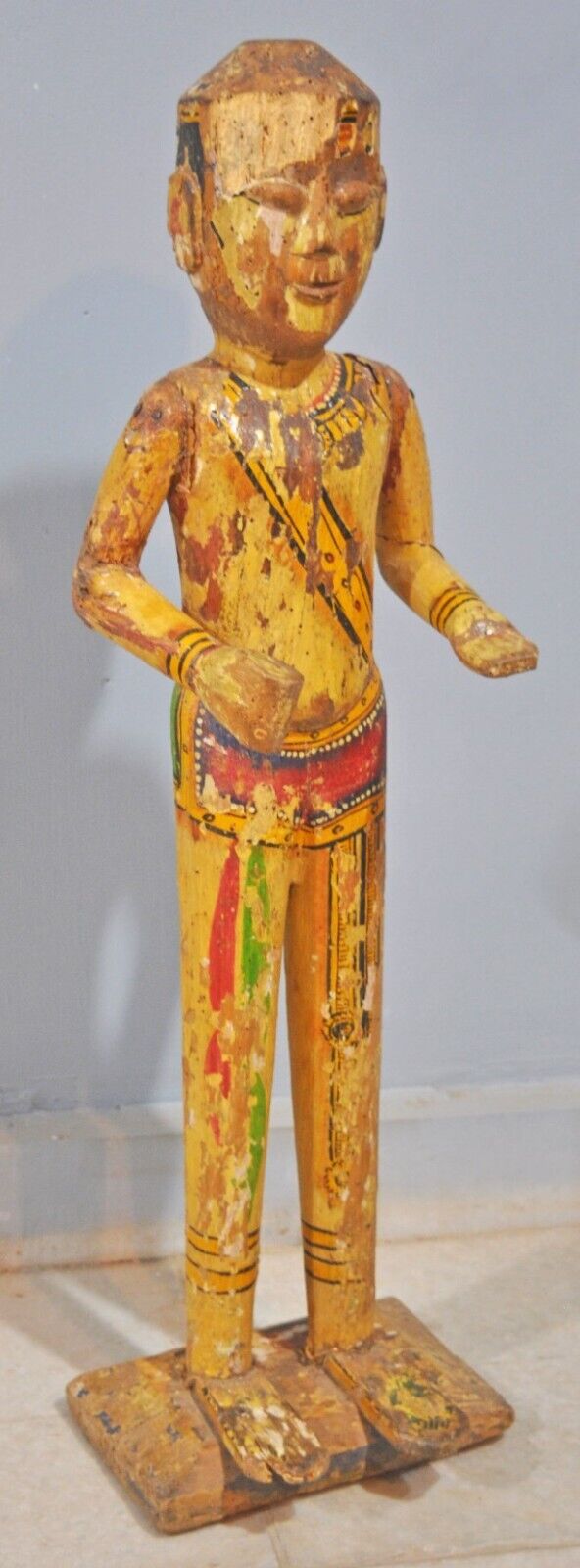Antique Wooden Very Tall Goddess Gangaur Idol Figurine Original Old Hand Carved