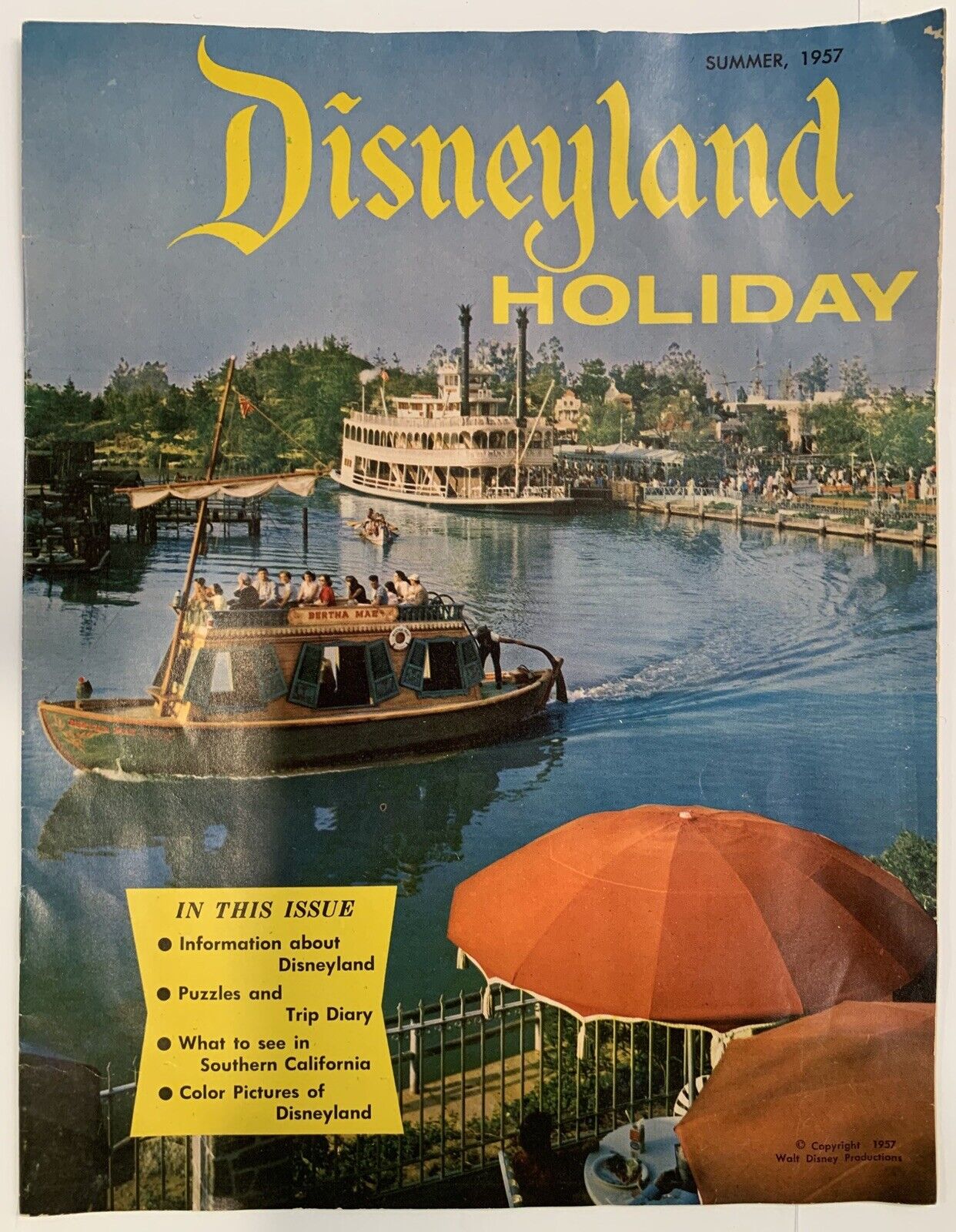 Vintage DISNEY GUIDE: Summer 1957 - Disneyland Holiday - 16pgs