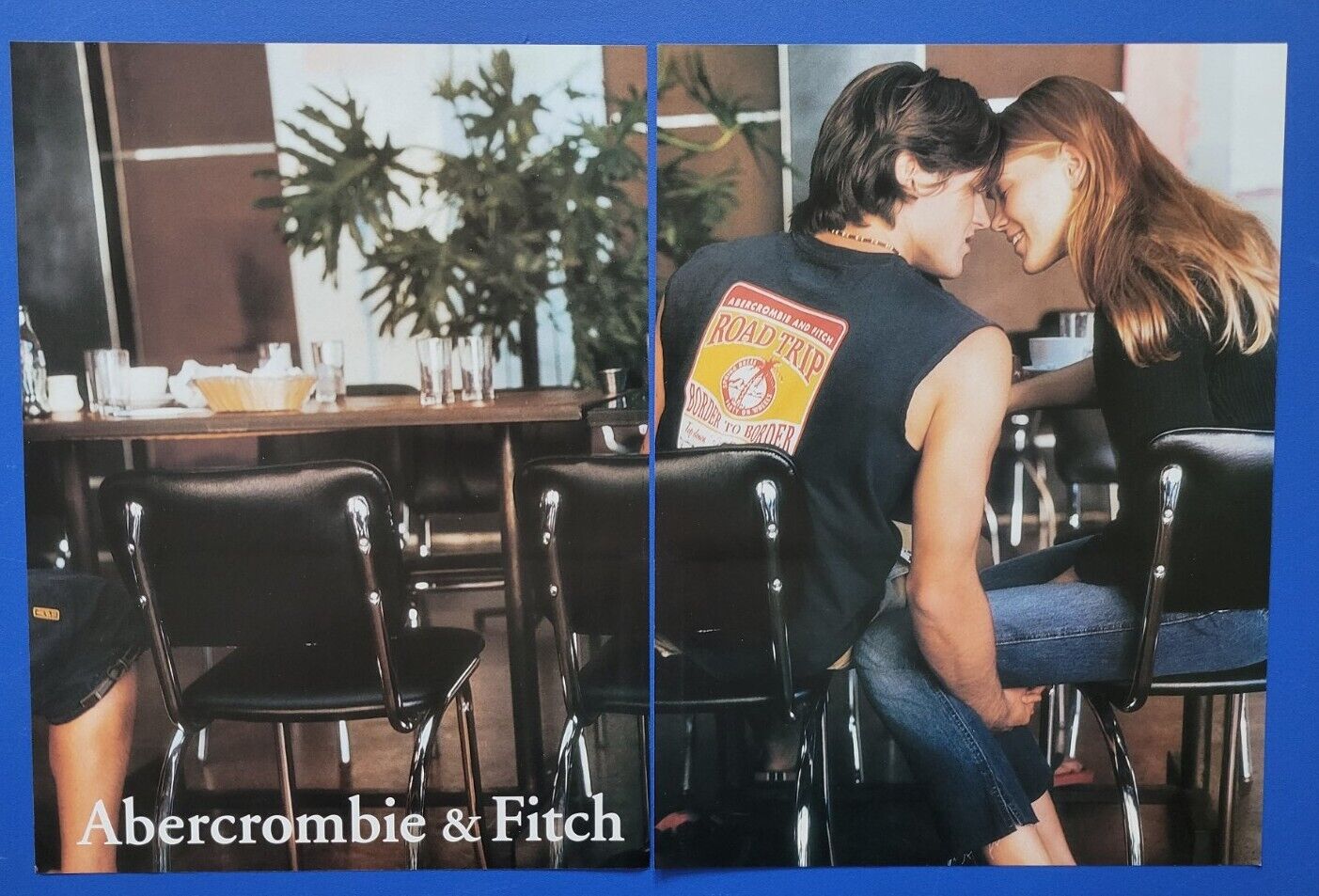 2002 PRINT AD 2 PAGE AD - ABERCROMBIE & FITCH CLOTHING AD ROAD TRIP COFFEE BAR