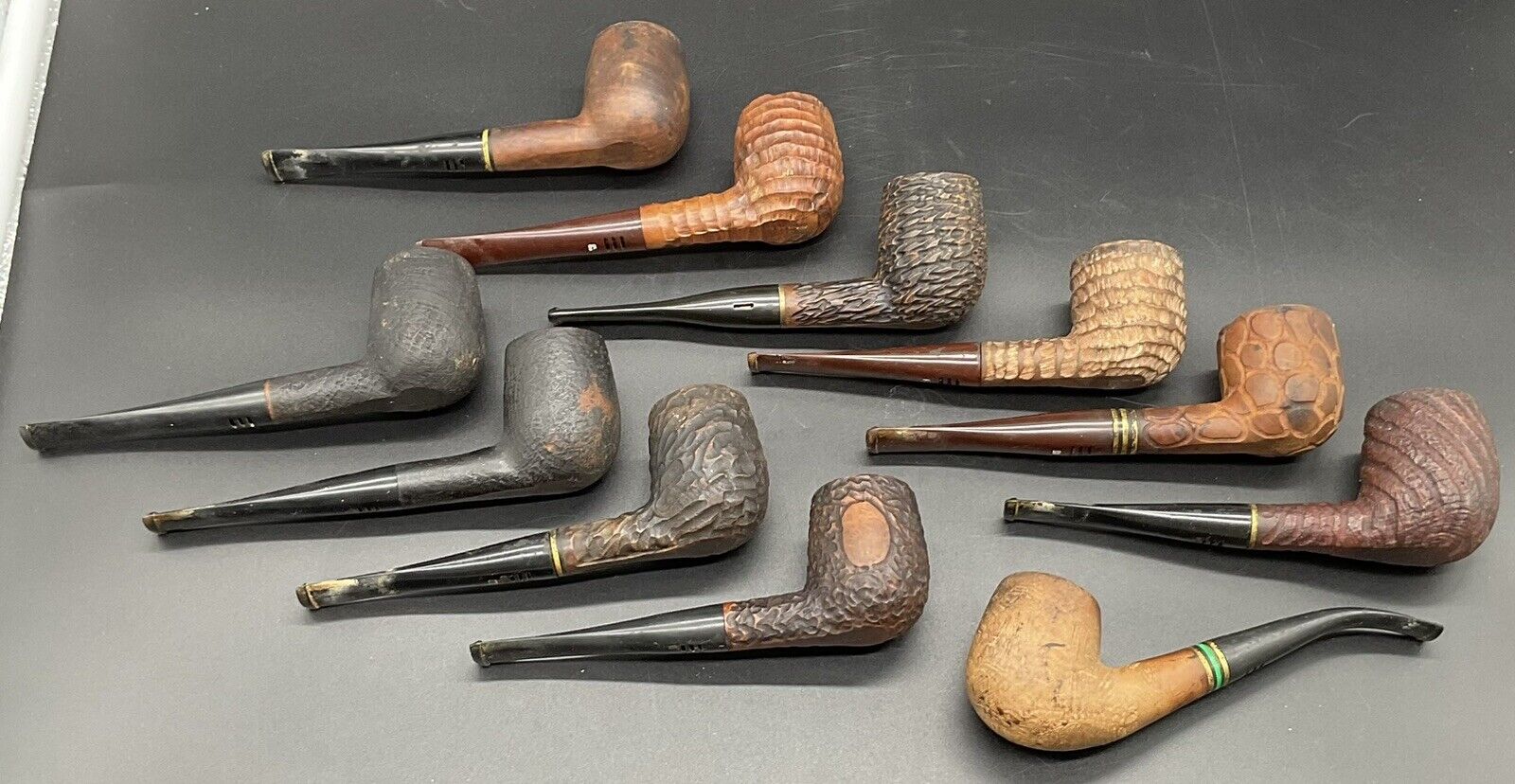 Vtg. Smoking Tobacco Pipe Lot Of 11 EA CAREY Magic Inch Pipes Hand Carved Used