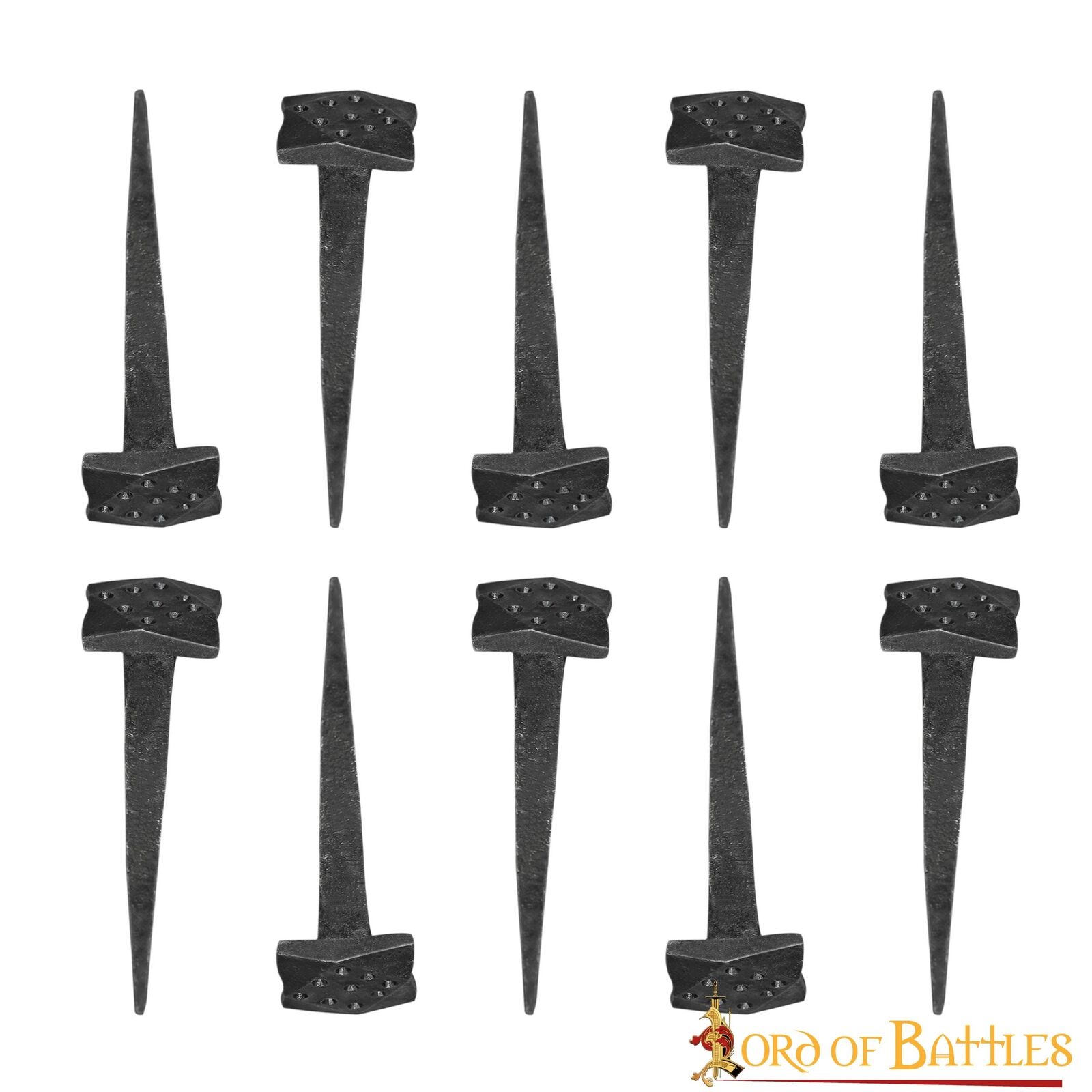 Medieval Decoration Nails Hardware Hand Forged Iron Door Decor Studs Set of 10