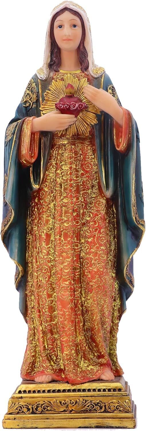 Virgin Mary Statue Sacred Heart Figure Resin Sculpture 11.25 inch Savior