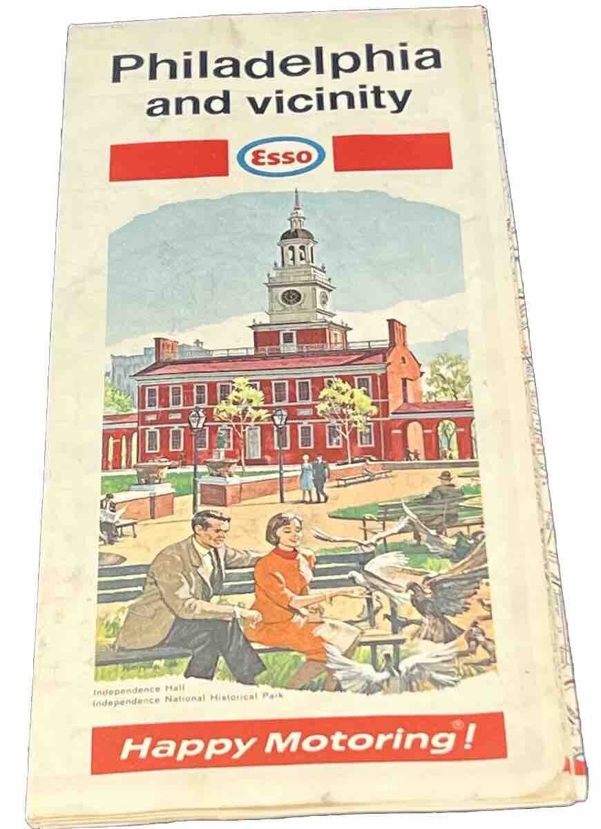 Esso Philadelphia and Vicinity Gas Station Travel Road Map March 1965 Vintage