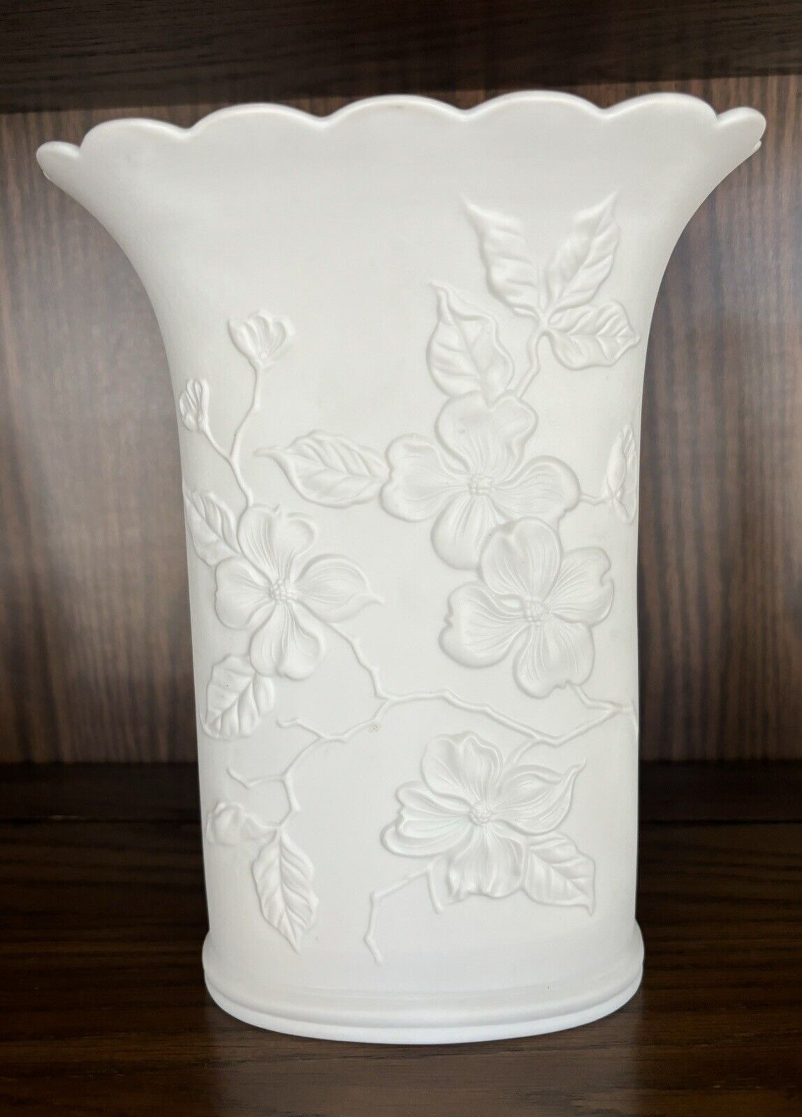AK Kaiser Porcelain Vase With Raised Dogwoods