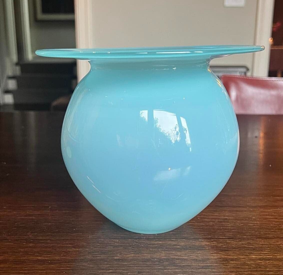 Tiffany Co Azul Hand blown glass vase by Davis Fox
