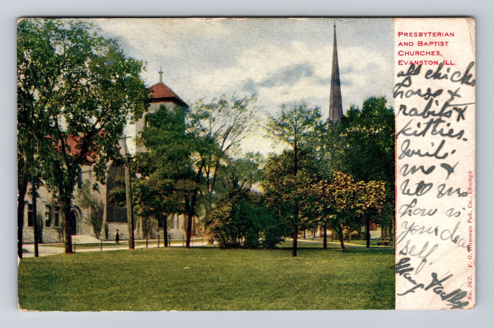 Evanston IL-Illinois, Presbyterian And Baptist Churches, Vintage Postcard