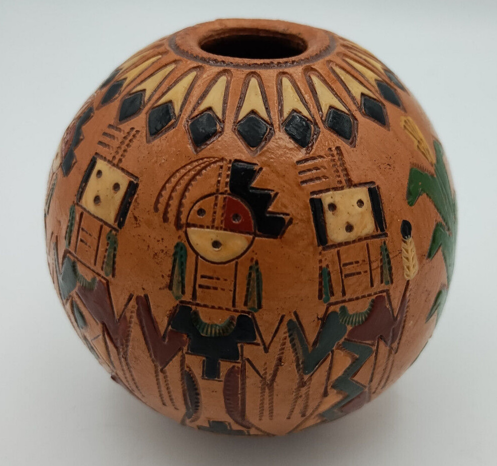 Native American Navajo Pottery Seed Pot By Ken And Irene White - Free S/H