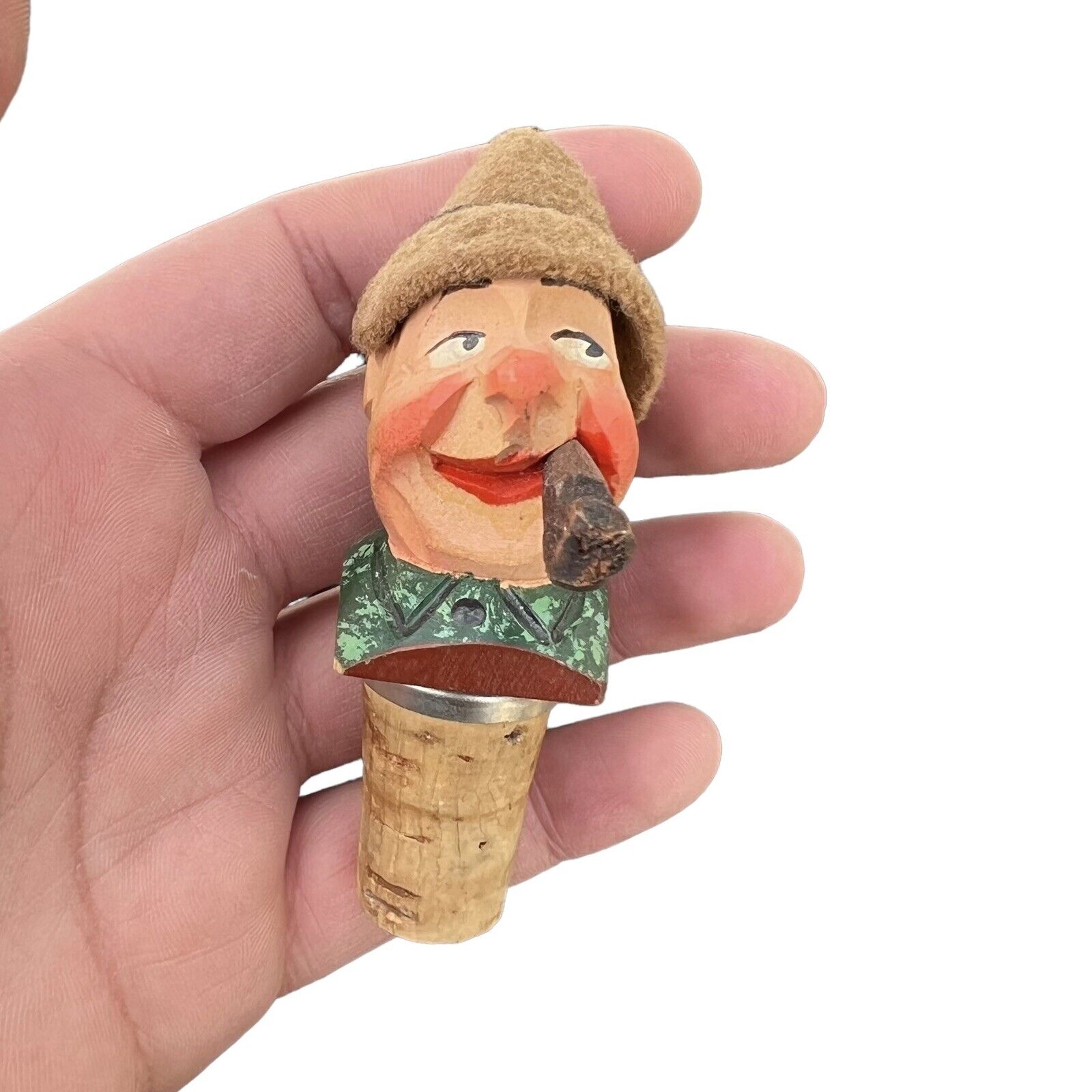Vintage Anri Man With Hat Bottle Stopper