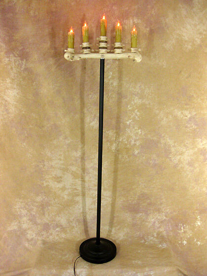 Spine Bone Candelabra Floor Model w/ Five Flicker Candles, Halloween Prop, NEW