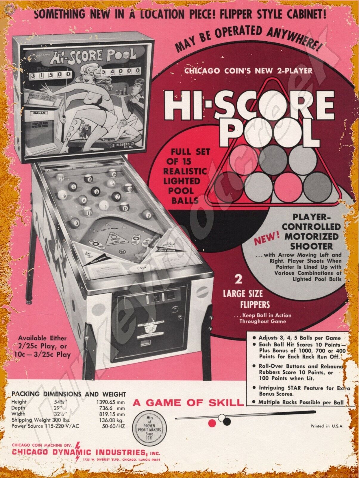 Chicago Coin Hi-Score Pool Pinball 9\