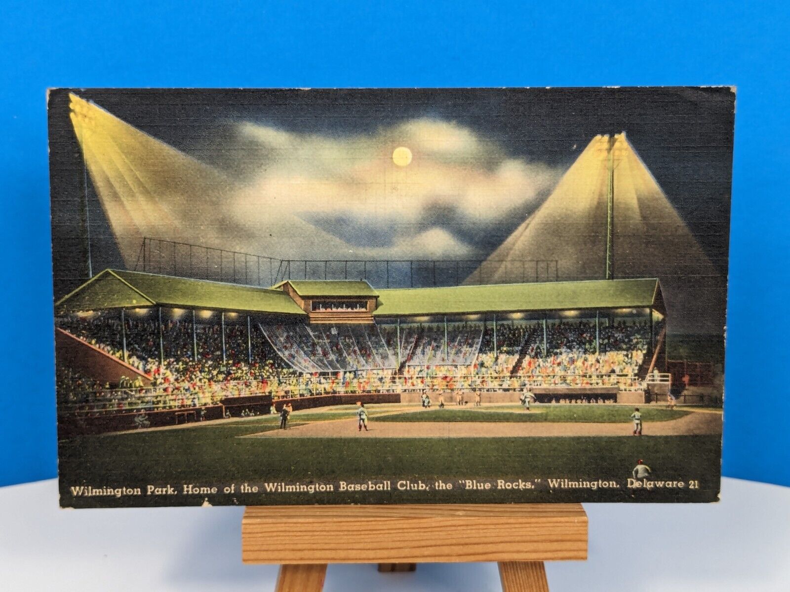 Wilmington Baseball Club Blue Hocks Antique Postcard Delaware 1930-1945