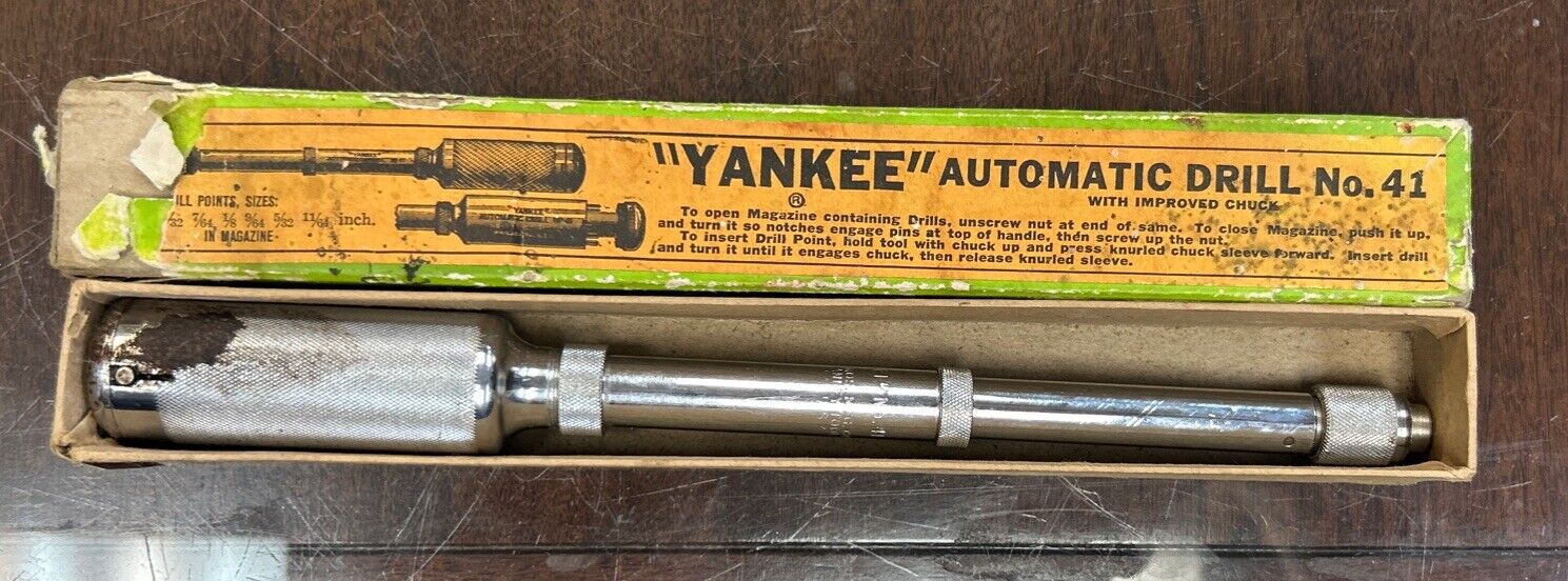 Vintage Yankee Automatic Push Drill No. 41 in Box