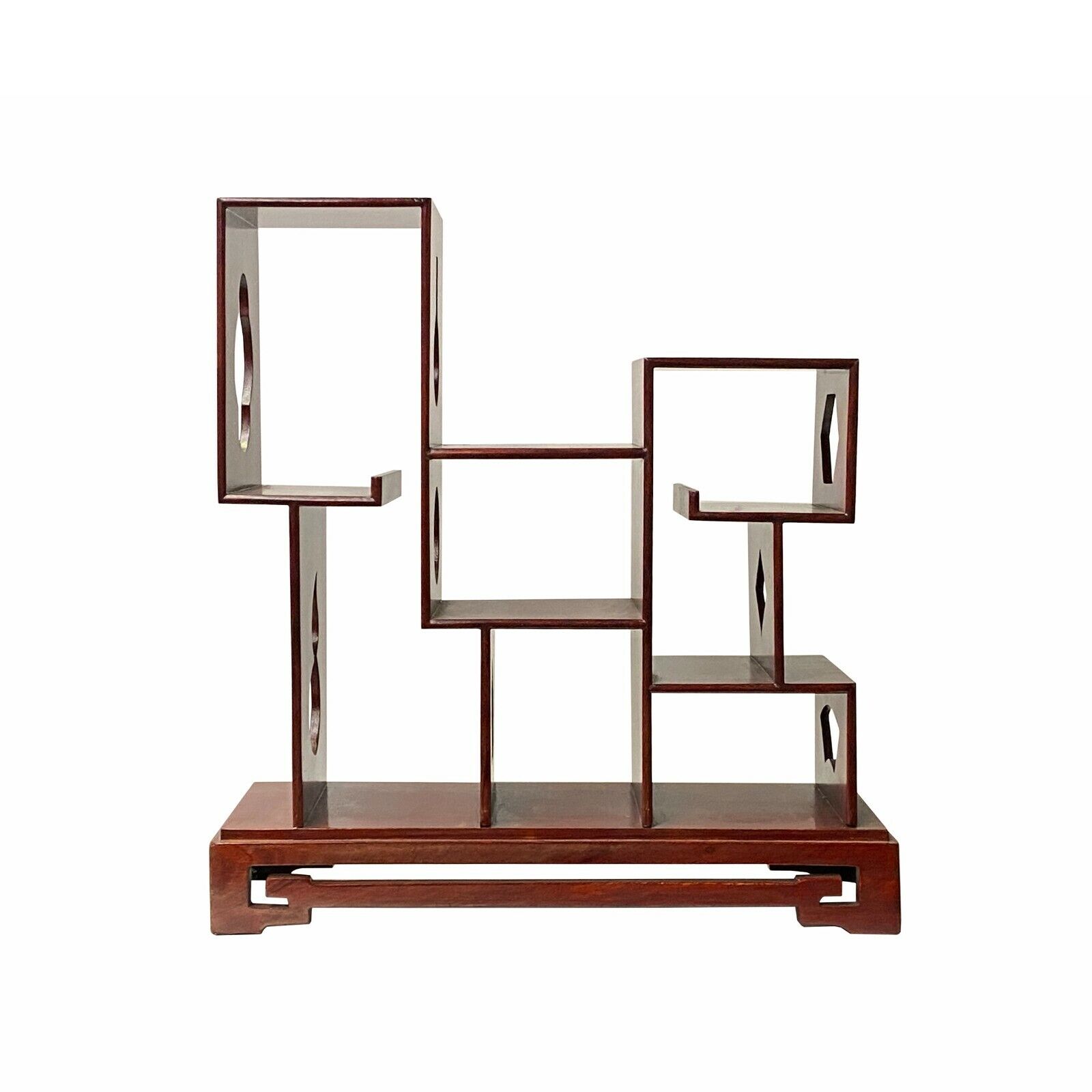 Chinese Brown Mahogany Rectangular Small Curio Display Stand ws1752