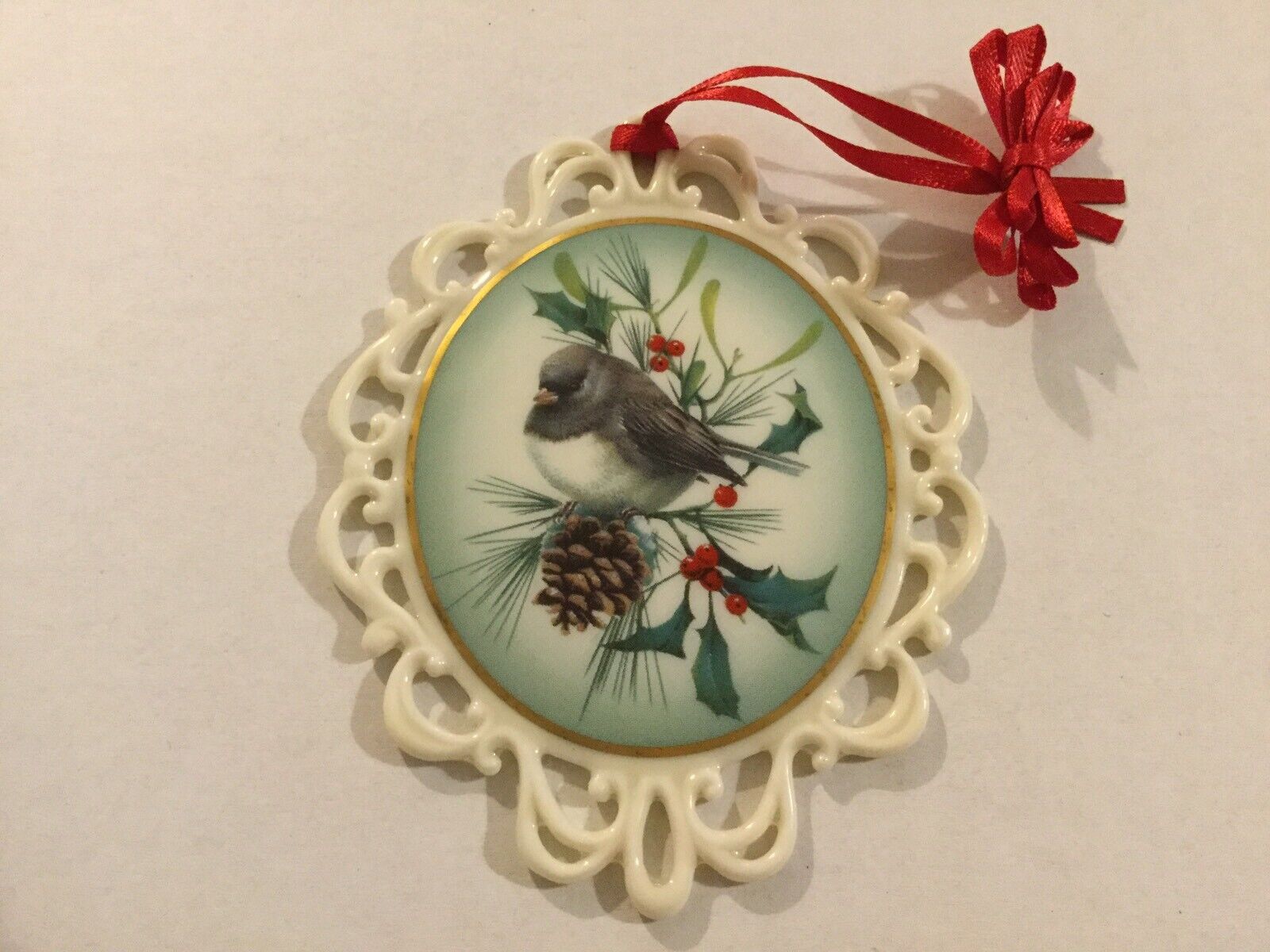 Porcelain Lenox Dark-Eyed Junco Bird Christmas Ornament Winter Greetings, No Box