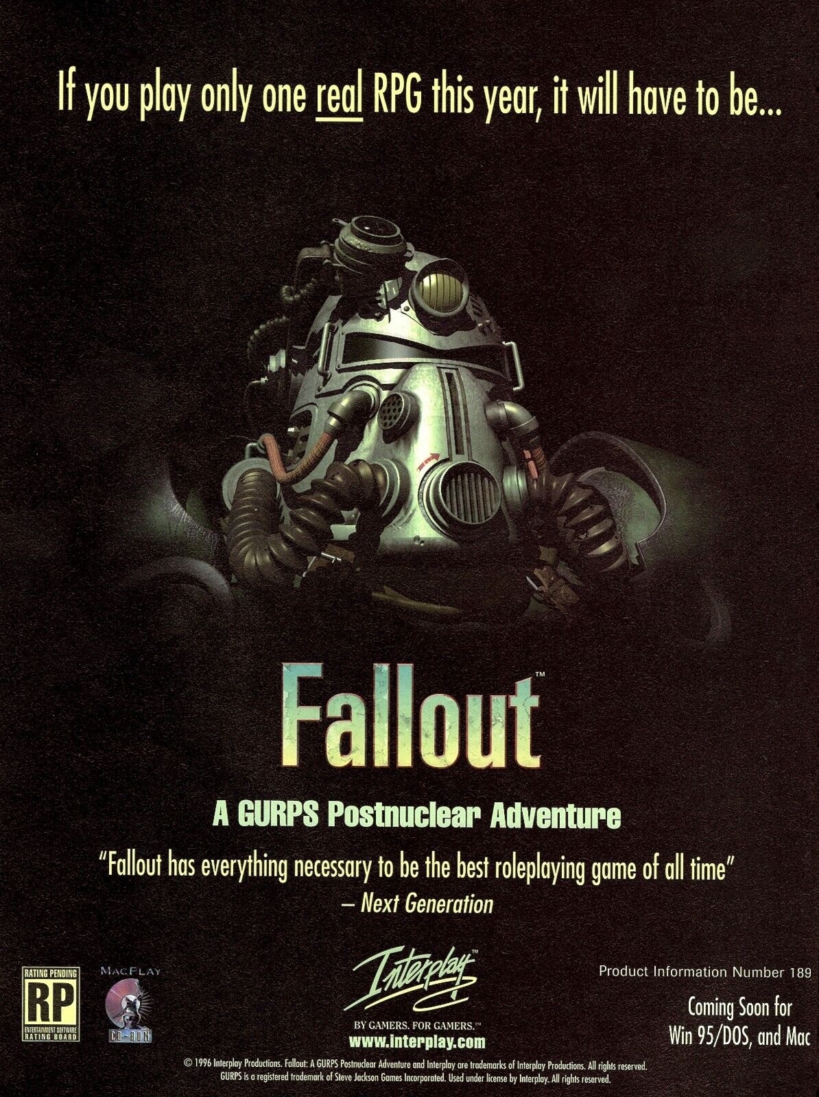 Fallout 1 PC Game 1997 Big Box Promo Ad Wall Art Print Poster Glossy 13\