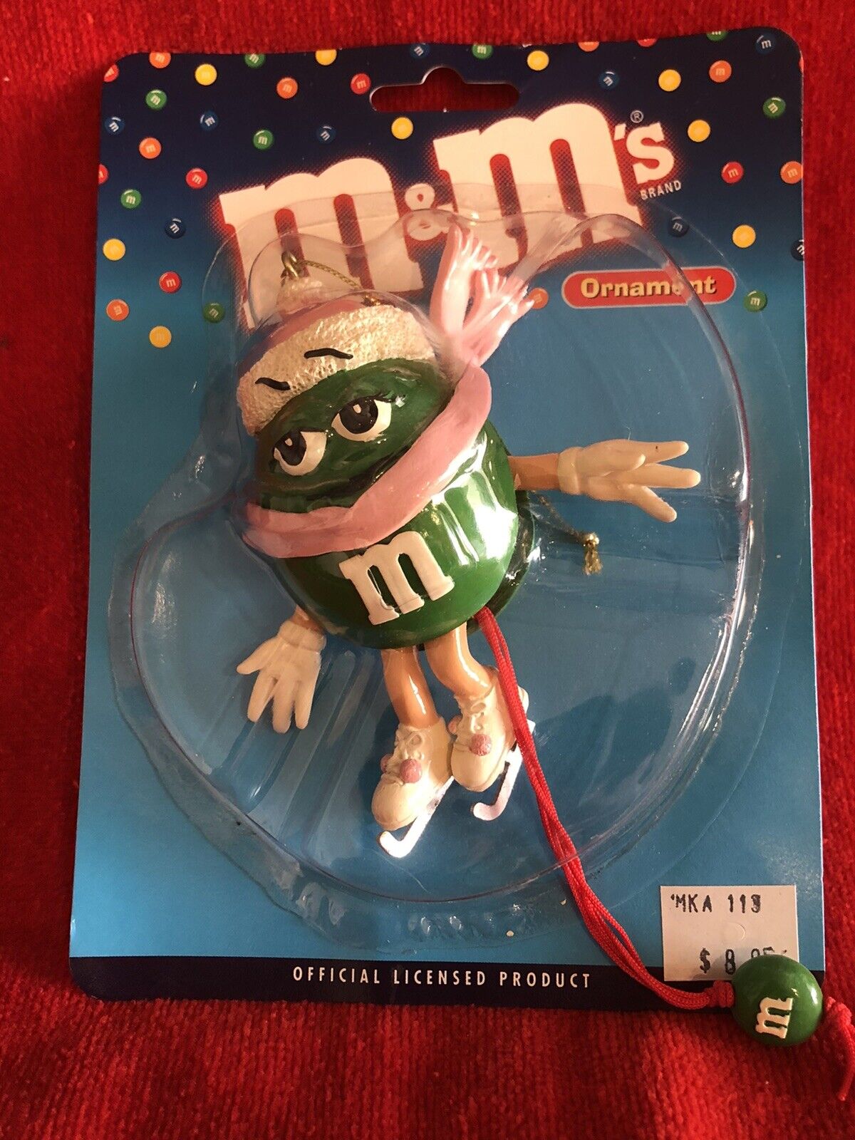 Green M&M's Christmas Pull String Ornament NIP