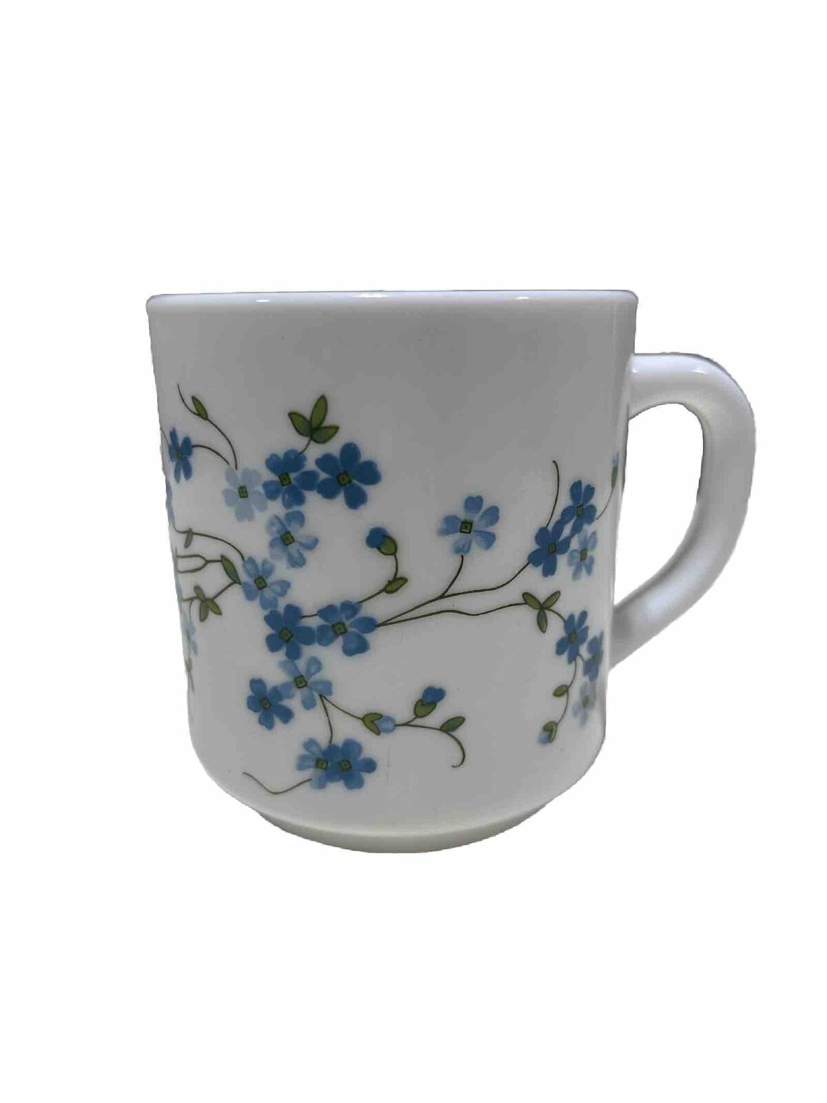 Arcopal France Milk Glass Coffee Tea Cup Mug With Little Blue Flowers