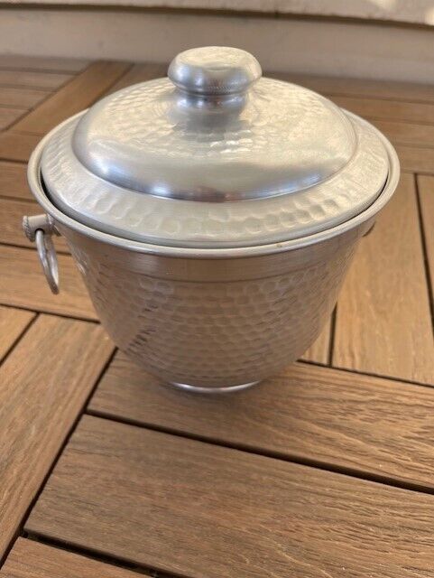 1960\'s Vintage Hammered Aluminum Ice Bucket Ray BB -501 Made in Italy  