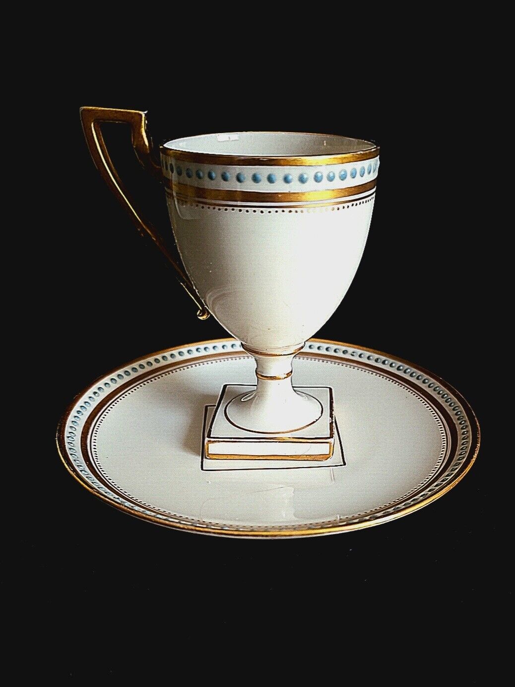 Rare Antique Willets Belleek Tea Cup & Saucer Square Bottom  