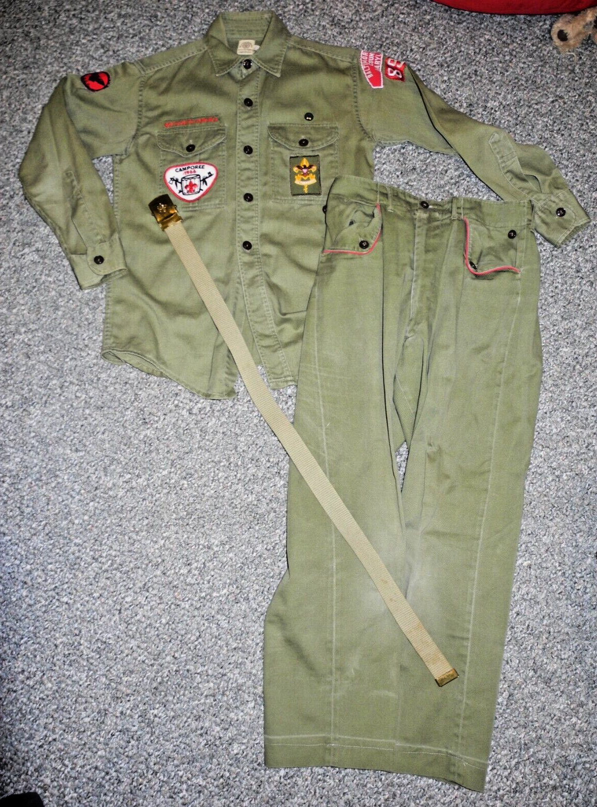 Vintage Boy Scout 1960s Uniform Shirt and pants & Belt, Baltimore MD
