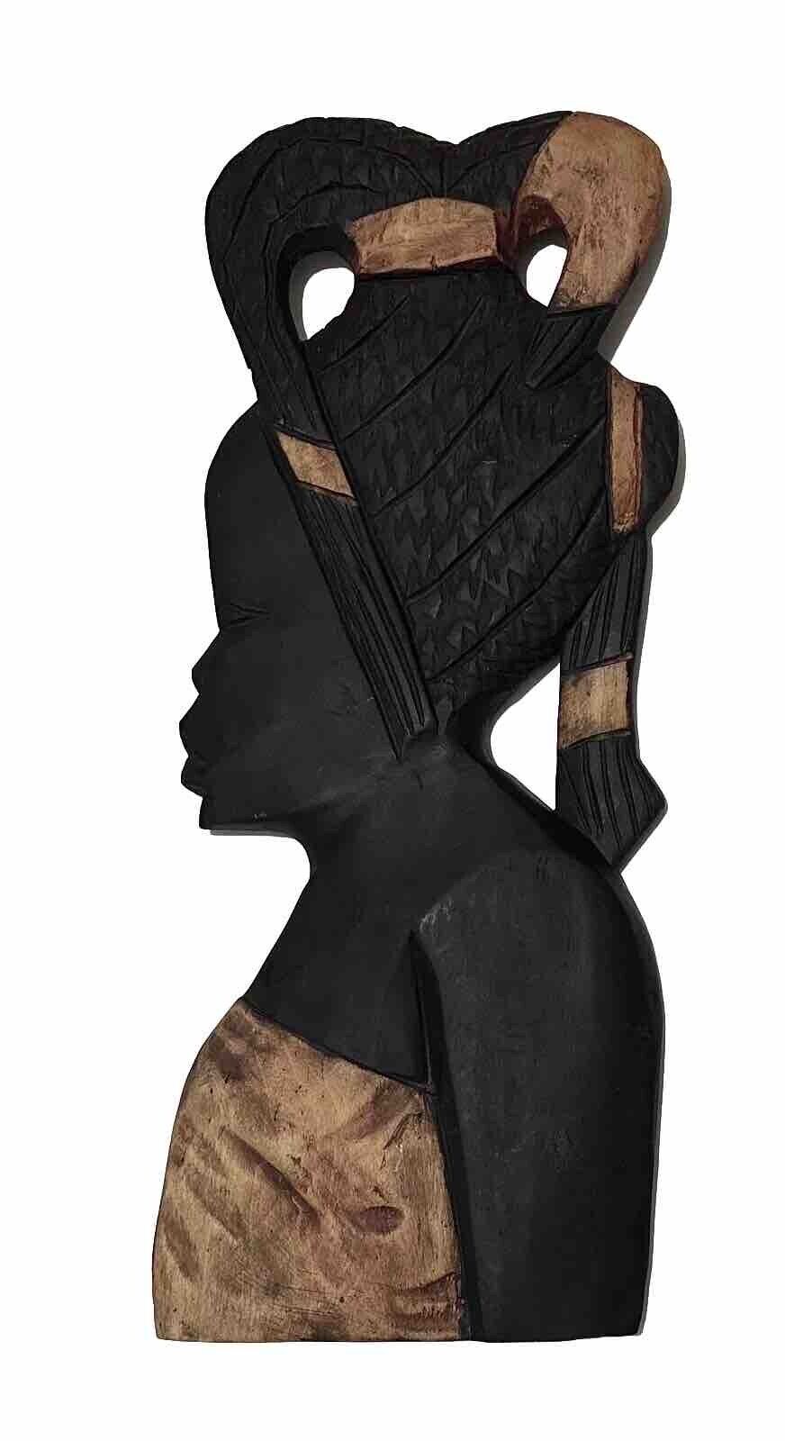Large African Tribal Woman Hand Carved Wood Wall Art Ghana African Tribal 20”
