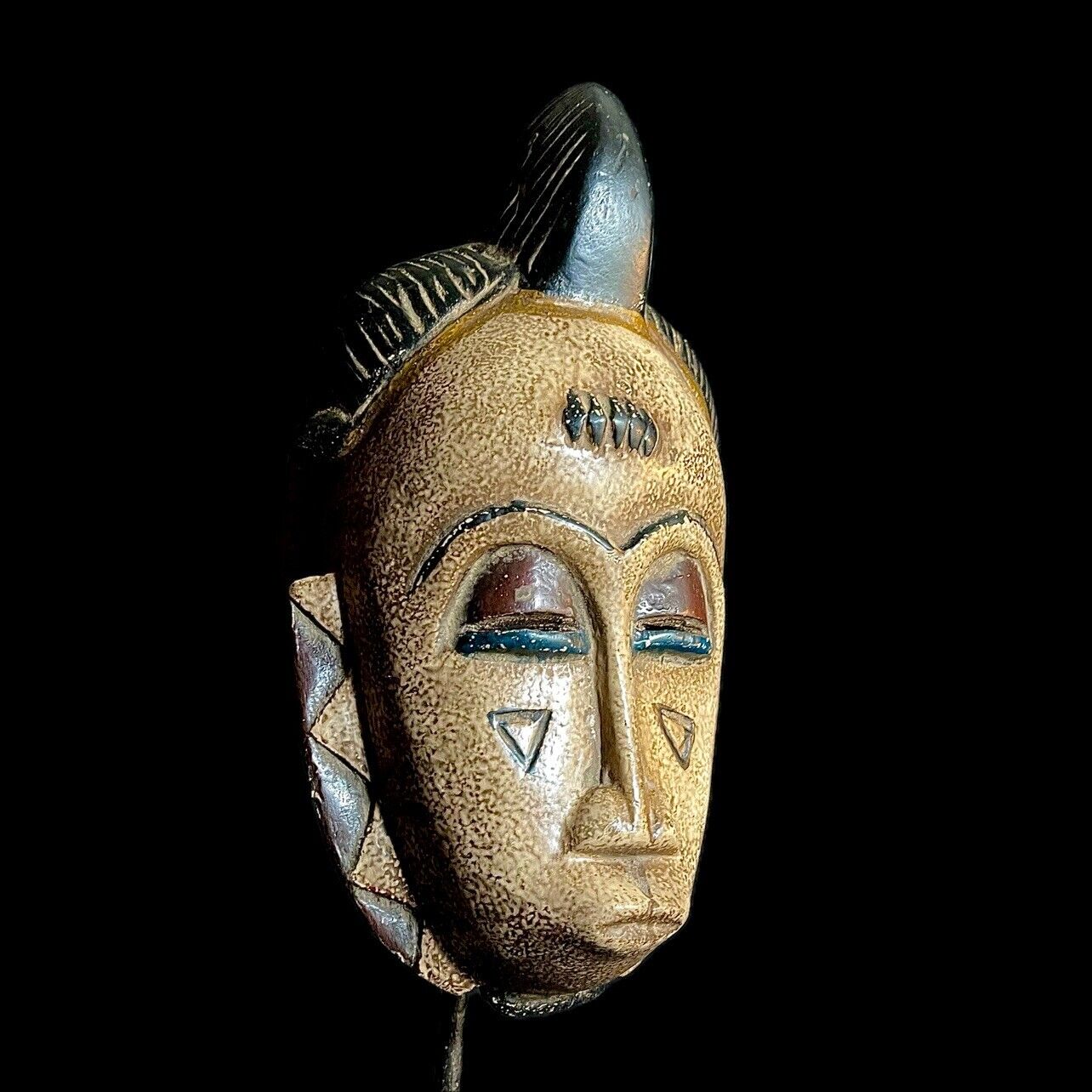 Baule Antique African Mask African Wooden Mask Wall Hanging Primitive Art-9491