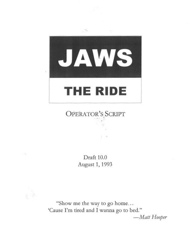 Jaws the Ride Operators Script Original ride version revised Universal Orlando