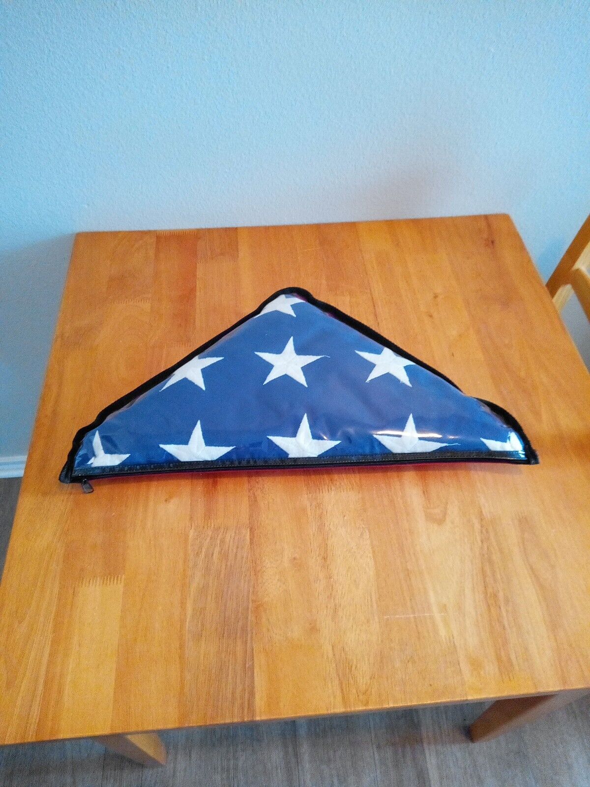 Folded Ceremonial Heavy Duty Flag From Navy Veteran In Plastic Zip Case