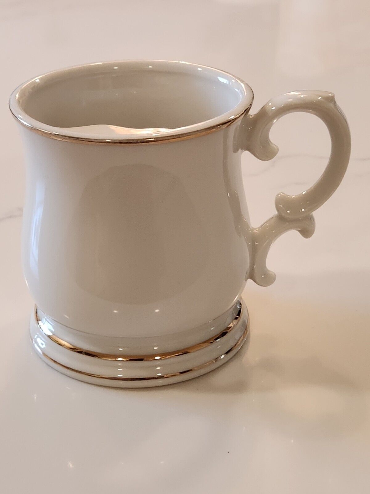 Vintsge Porcelain White Mustache Mug With Gold Trim From Japan 