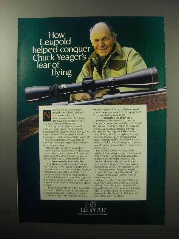 1987 Leupold Scopes Ad - Chuck Yeager