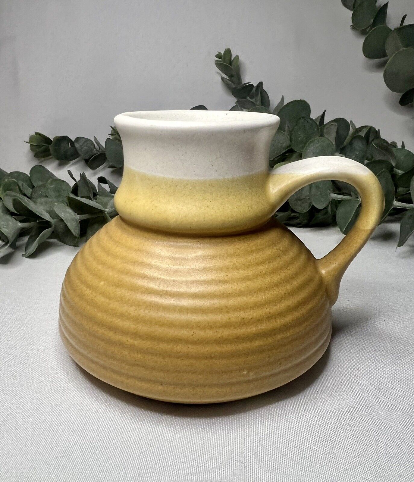 Vintage No Spill Travelers Mug Pottery Handmade Bee Hive Shaped Wide Base Coffee