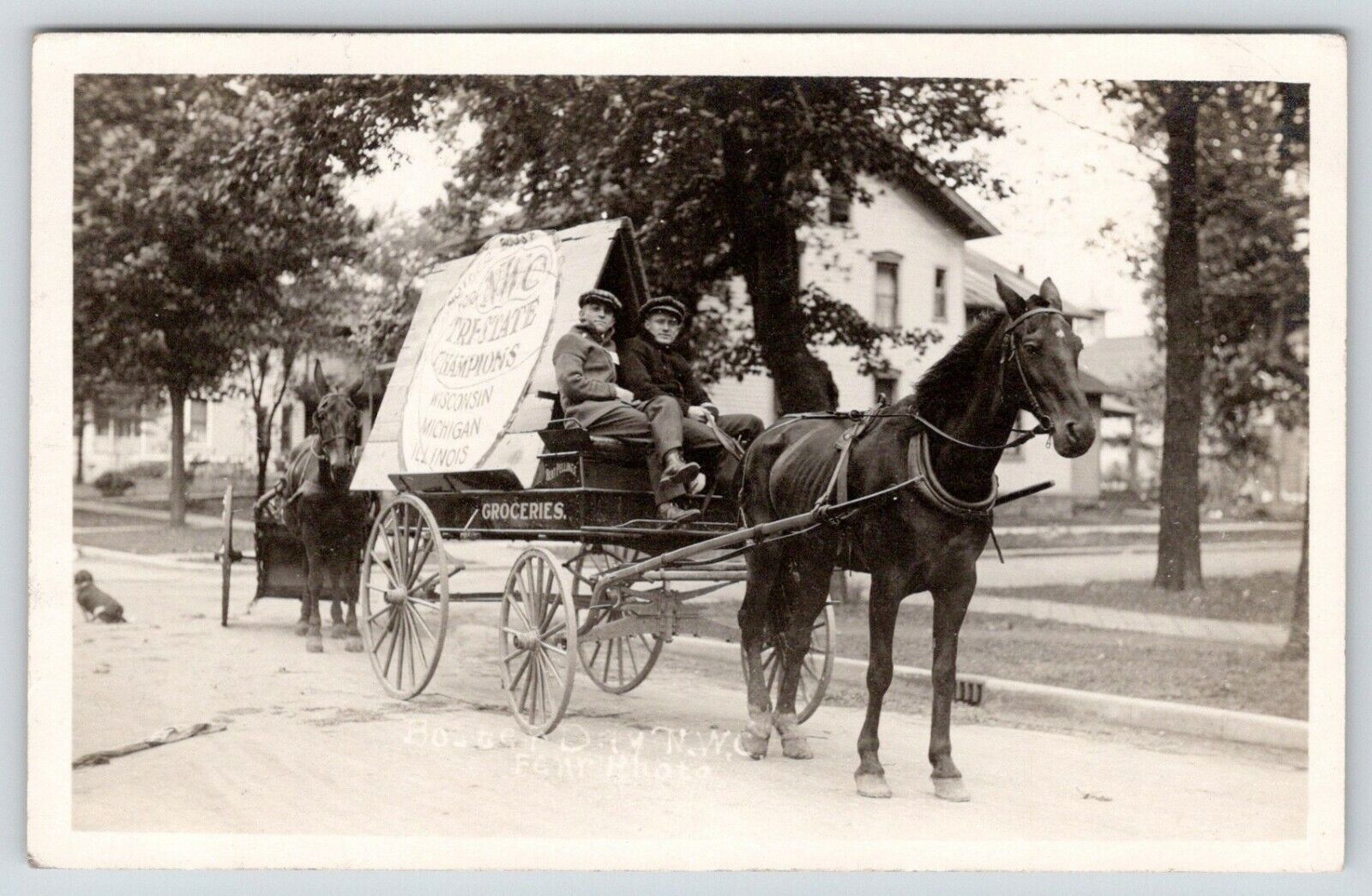 Evanston IL~Northwestern College~Booster Day Parade~Basketball Champs~c1916 RPPC