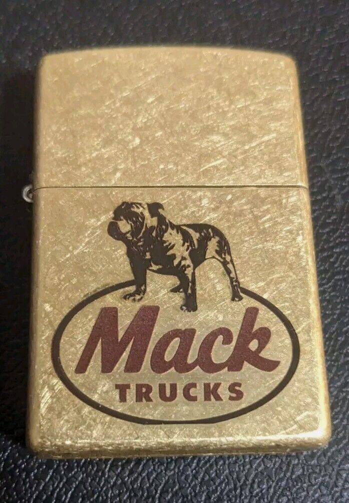 All Brass Mack Truck Zippo, Color Engraved Unfired English Bulldog Nice 👍