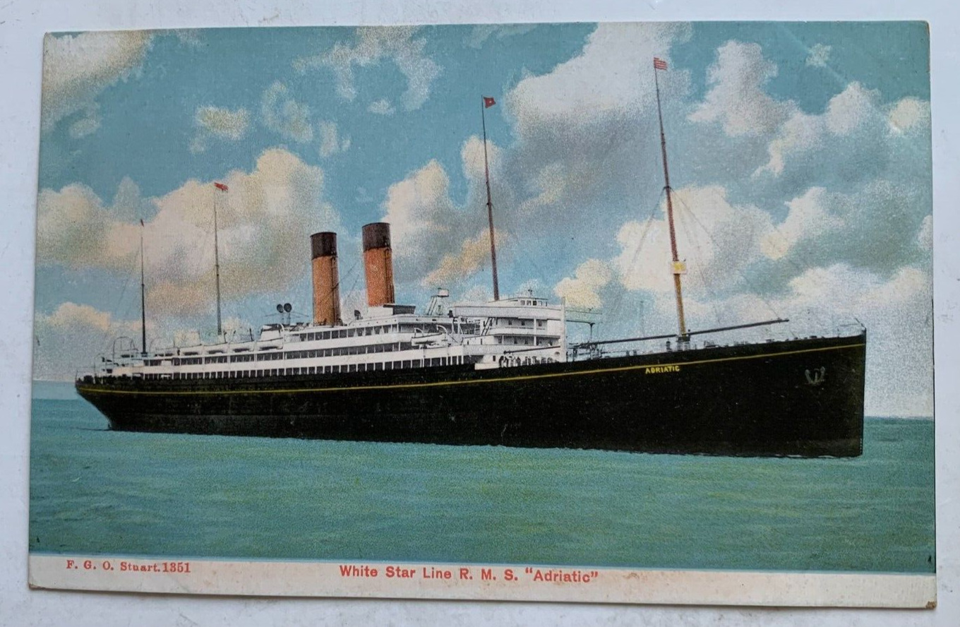 ca 1900s UK Ship Postcard White Star Line RMS Adriatic ocean liner vintage