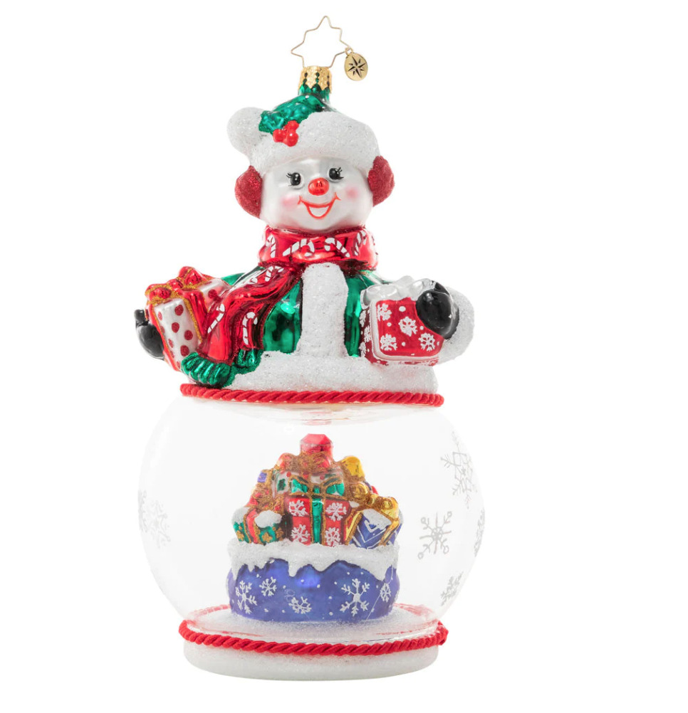 New Christopher Radko Chilly  Cheery Globe Snowman Christmas Glass Ornament