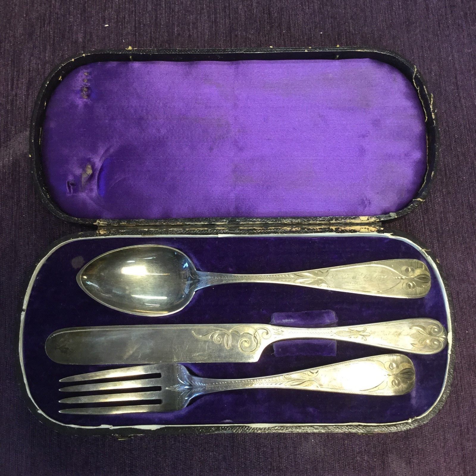 Antique 1867 Solid Silverware Set. McLean Family P.L.K.