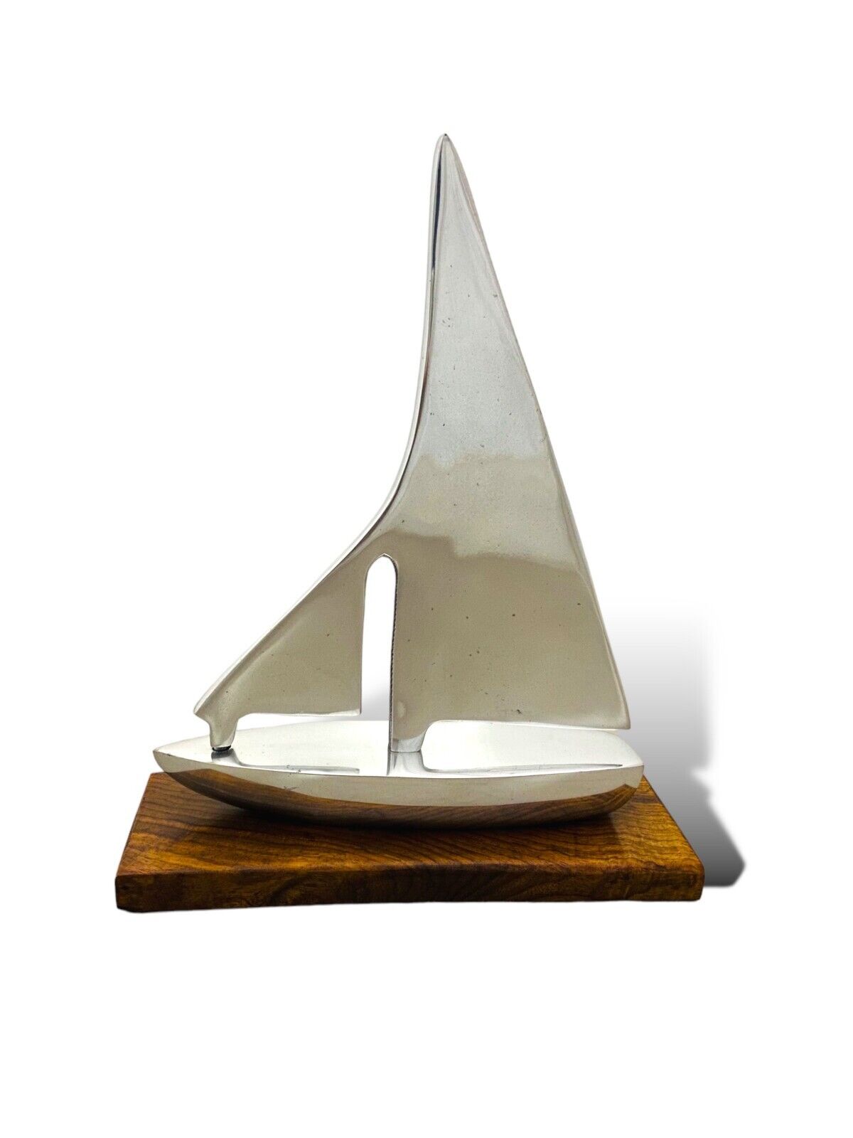 Sailing Ship made of Aluminium  with Wooden Base  7.87 in * 1.97 in * 10.24 in