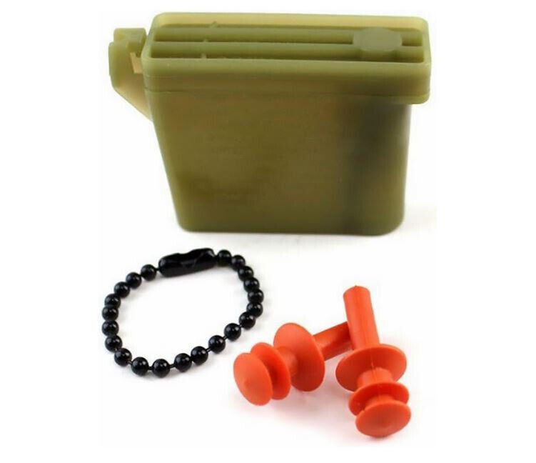 Military Issue Ear Plugs with Case & Chain US Army & Marine Corps Ear Protection