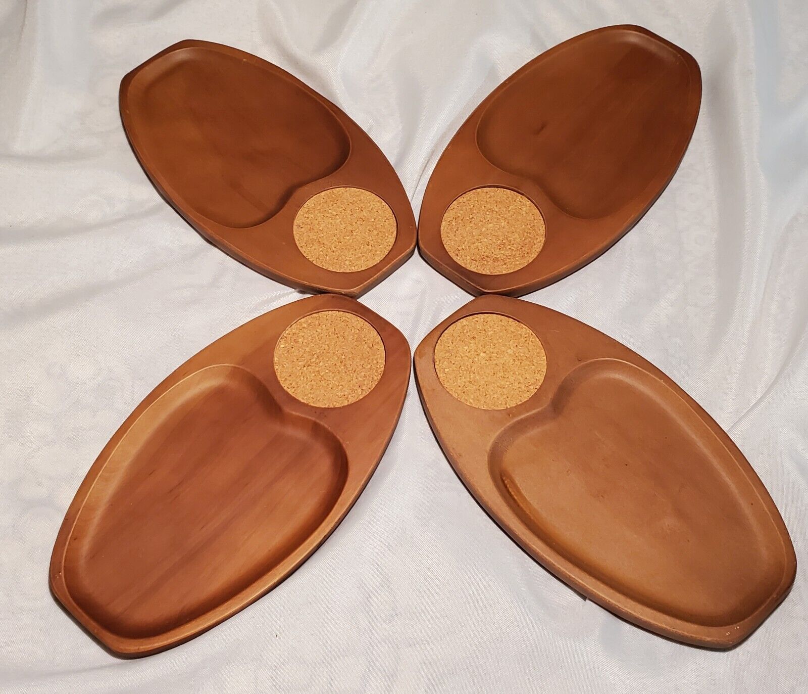 Vintage MCM Serv Wood Wooden Snack Trays Set of 4 Made in Japan