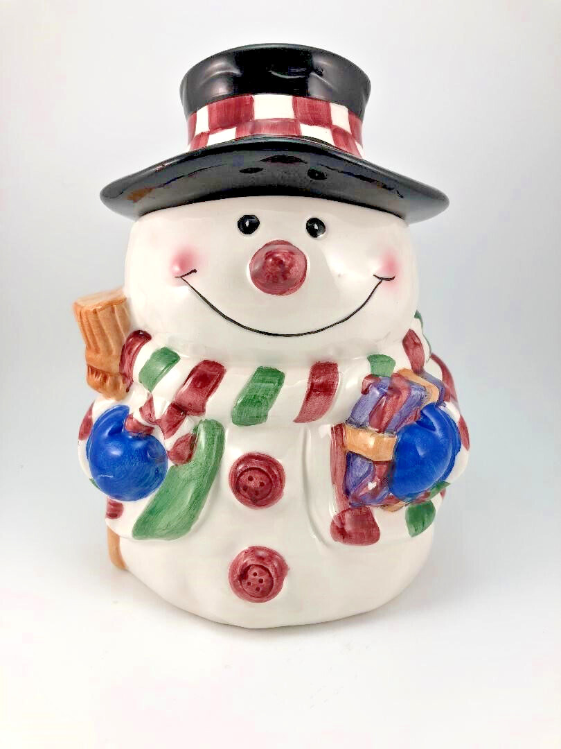 World Bazaars Ceramic Snowman Snack Biscuit Jar Canister 7.25\