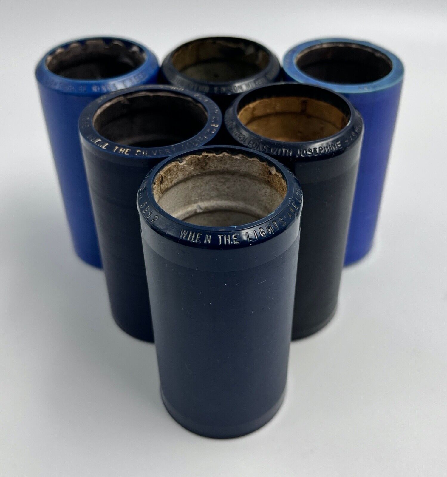 Lot of 6 Vintage Edison Blue Amberol Record Cylinders