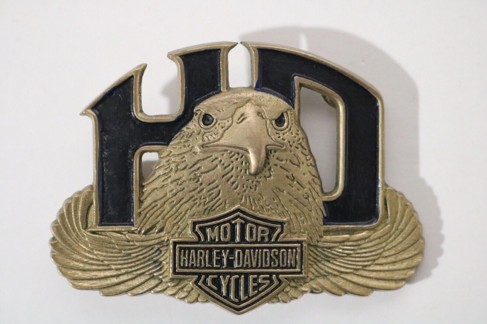 1987 Harley Davidson Solid Brass Belt Buckle H-523 Made In Taiwan