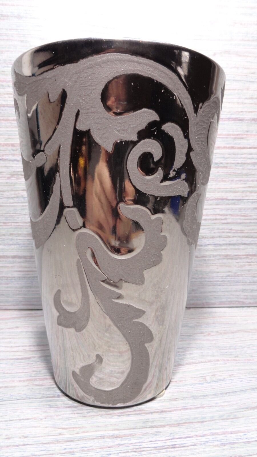 UCI Handcrafted Silver Ceramic Pottery Metallic Vase decorative accents ,flower