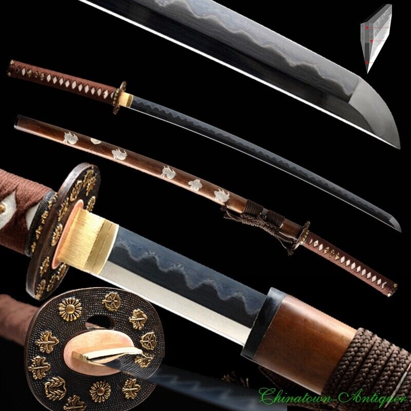 Top Handmade Katana Sword Clay Tempered Honsanmai Blade Hadori-Polish Sharp#1261