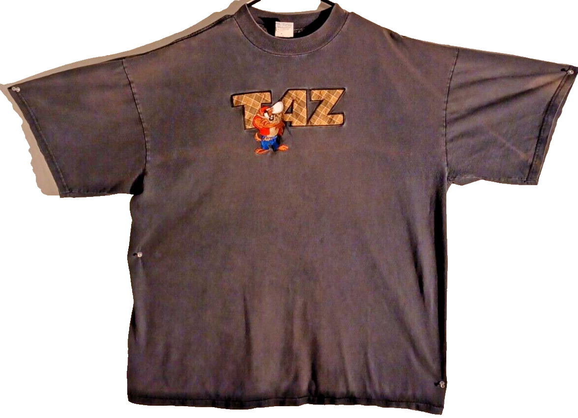 LOONEY TUNES TAZ TASMANIAN DEVIL T-Shirt VINTAGE 1997 MADE IN USA XL fade black