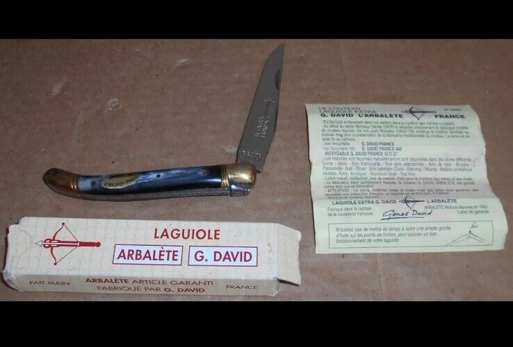 David G. Arbalete 12C27 Laguiole Knife with Original Box & Paper NEVER USED